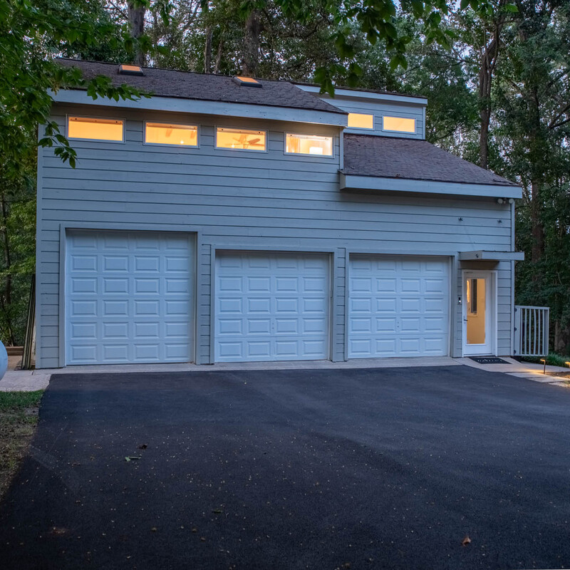 3-1/2 car garage with 9’ high door